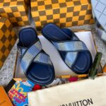 LOUIS VUITTON Cross-Strap Sandals - Blue & White Plaid - Nigerian Shopping Guide