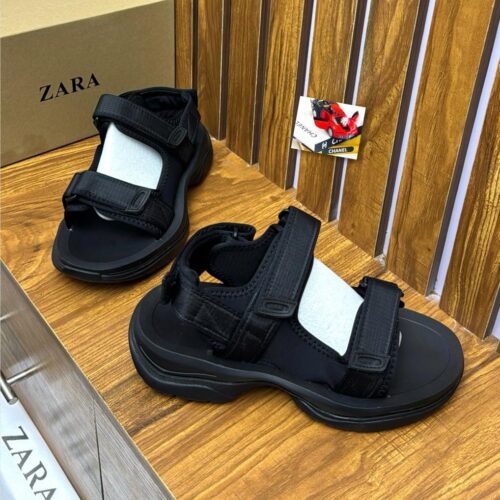 ZARA sandals on display, showcasing their design and materials.