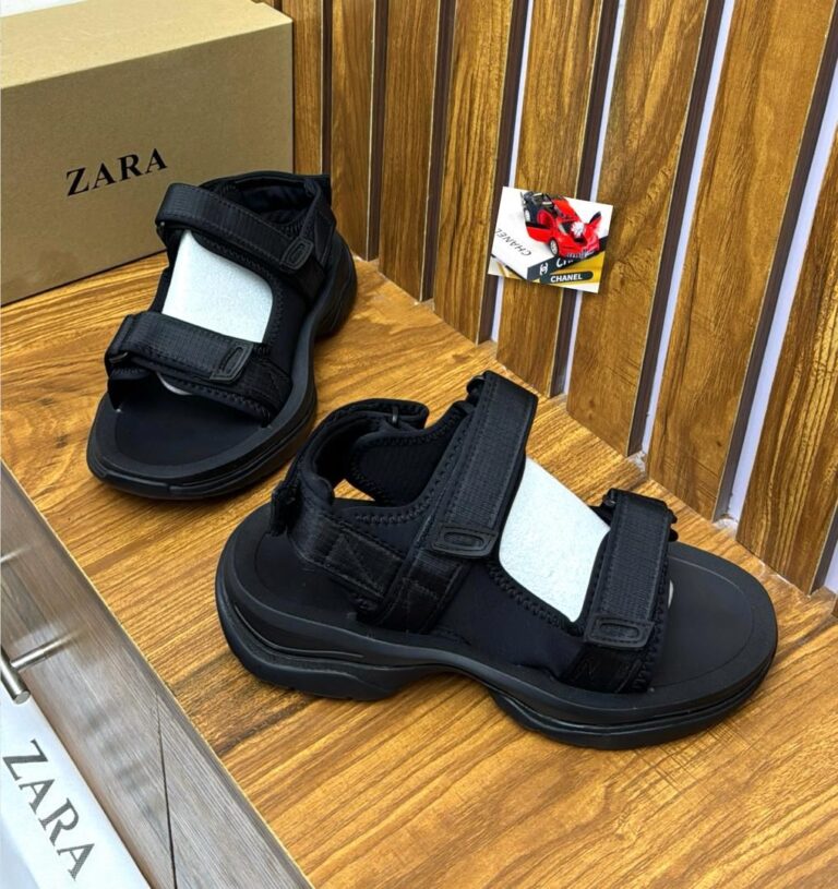 ZARA sandals on display, showcasing their design and materials.