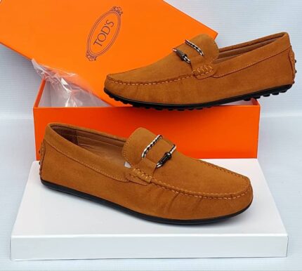 Tod's Gommino Suede Driving Loafers with T-Bar (Camel Brown)