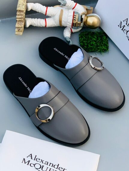 The McQueen Gray O-Ring Leather Mule