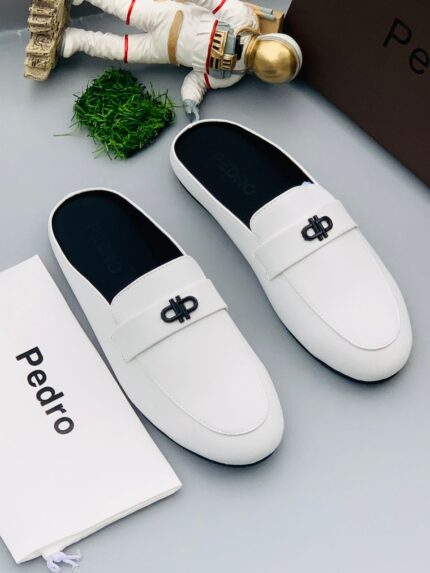Pedro White Penny Loafer Slide