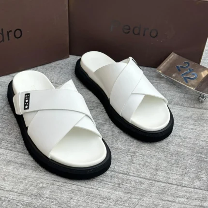 Classic Cross-Strap Slide Sandals (White)