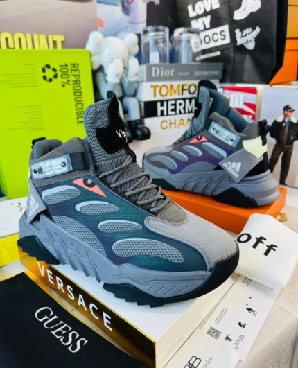 Adidas High-Top Trail Sneakers  (Grey /Teal)