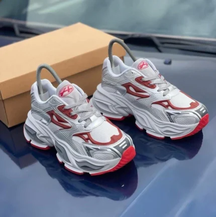 Chunky Platform Sneakers (White & Red )