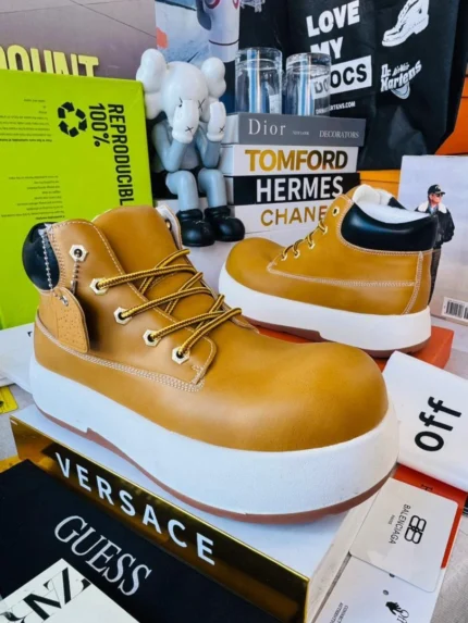 Camel Luxe Platform Work Boots