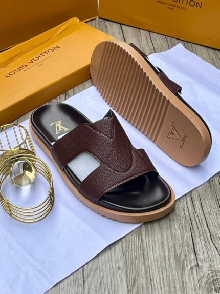 Louis Vuitton Leather Slides (Brown)