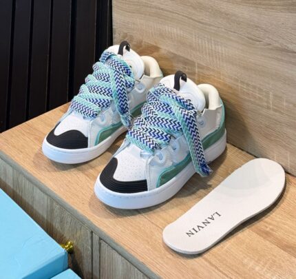 Lanvin Curb Sneakers in White, Mint, and Black