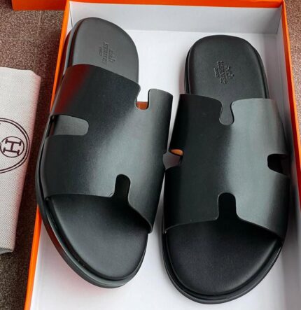​Hermès Izmir Sandals in Black Calfskin