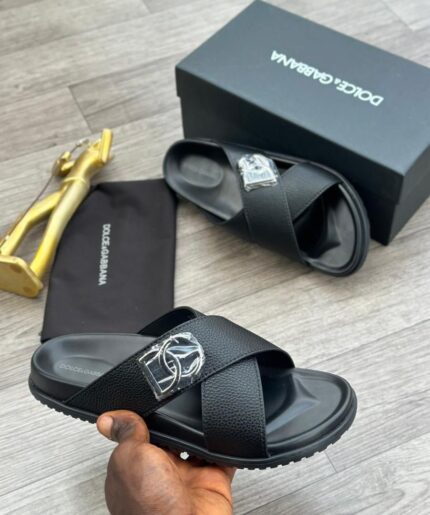 Dolce & Gabbana Crossover Leather Slides