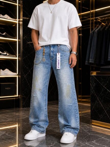 Purple Brand Blue Waxed Denim Jeans