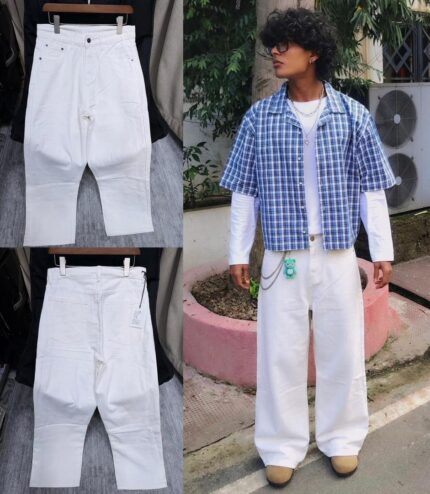 White Denim Baggy Pants