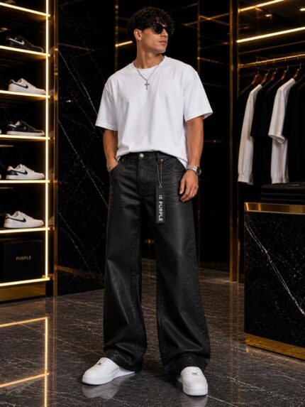 Purple Brand Black Waxed Denim Jeans