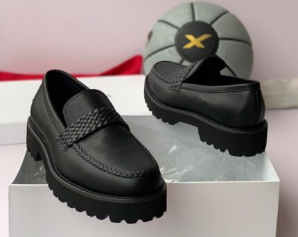 Black Leather Chunky Loafers
