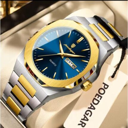 Poedagar Prominent Blue Dial Wristwatch